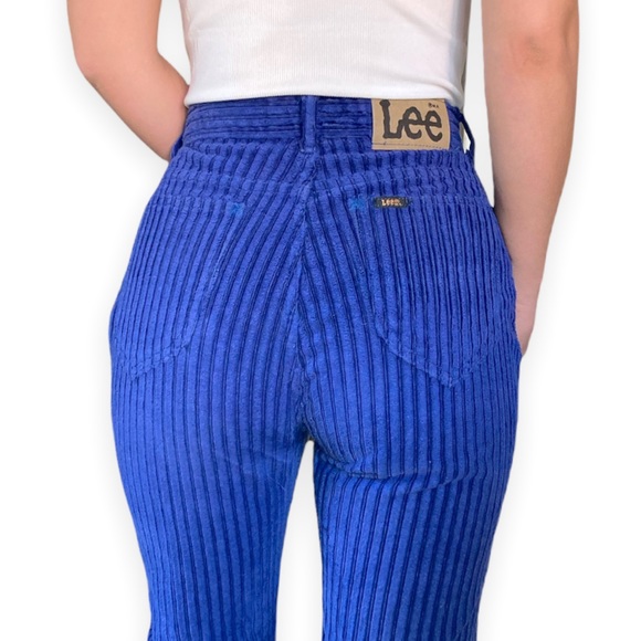 Vintage 90s Chunky Corduroy Pants Jeans by Lee Wide Wale Mid-Rise 27” Waist - Picture 2 of 4